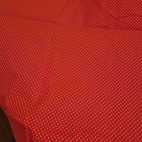 Fabric, Red & White Stiff Cotton Small Polka Dot 45" wide x 2 yds - Picture 2 of 4